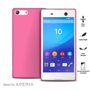 PURO Ultra Slim \\"0.3\\" Cover - Zestaw etui + folia na ekran Xperia M5 (różowy)