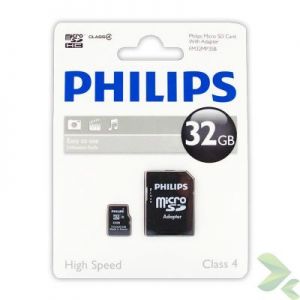 Philips Karta Pamięci Micro SDHC 32GB Class 4 + Adapter