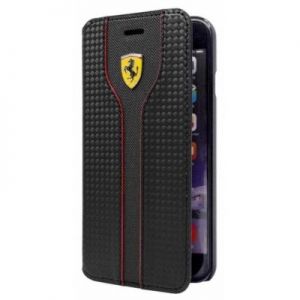 Ferrari Booktype Case RC- Etui skórzane iPhone 7 z kieszenią na karty (czarny)