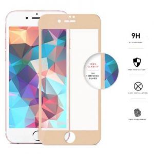 Zizo Full Edge to Edge - Szkło ochronne 9H na cały ekran iPhone 7 (złota ramka)