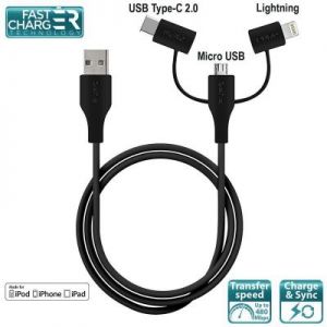 PURO Cable 3 in 1 - Kabel USB do ładowania & synchronizacji danych z trzema wtykami Micro USB &a