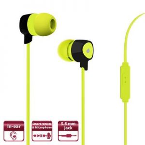 PURO Prisma Earphones - Słuchawki z płaskim kablem z mikrofonem i pilotem (limonkowy)